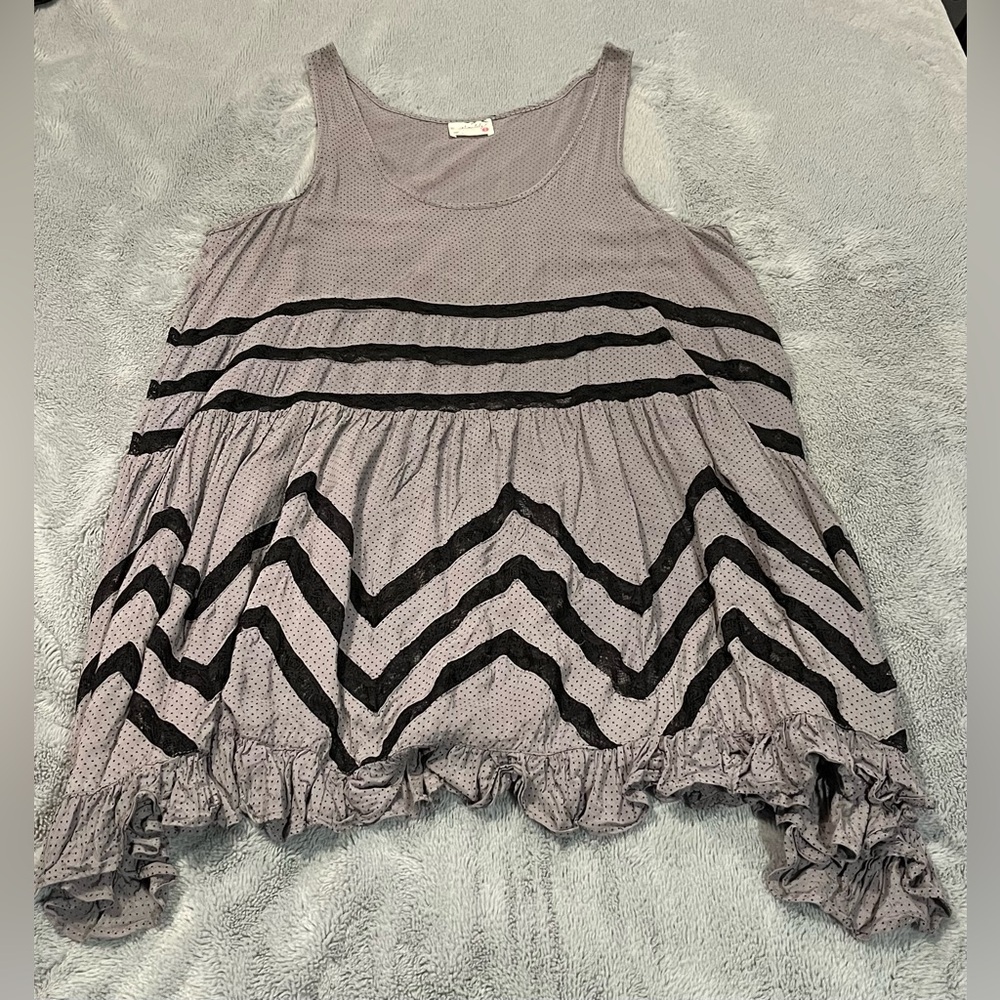 Free People Grey Lace & Black Tunic